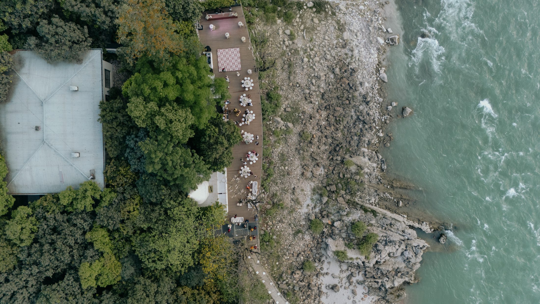 Aerial view of the celebration by the Ganga